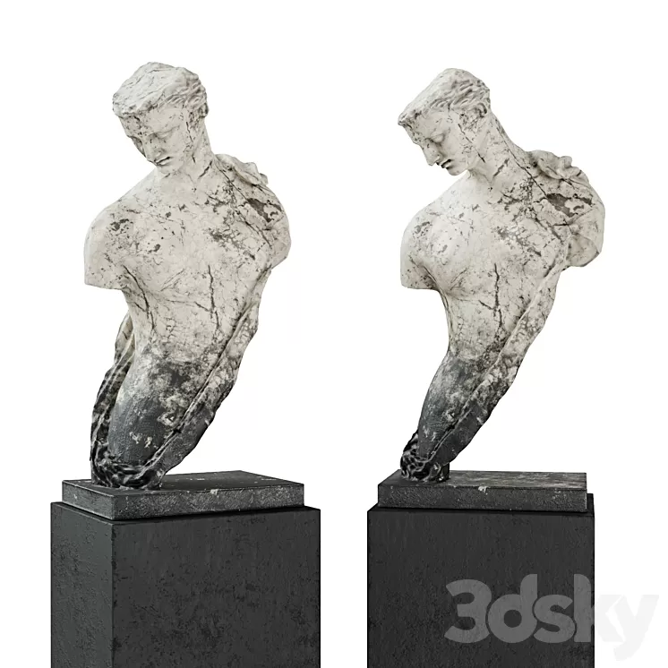 Greek woman torso pedestal marble 3D Model Free
