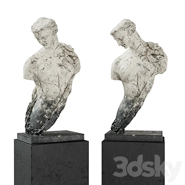 Greek woman torso pedestal marble 3DModel