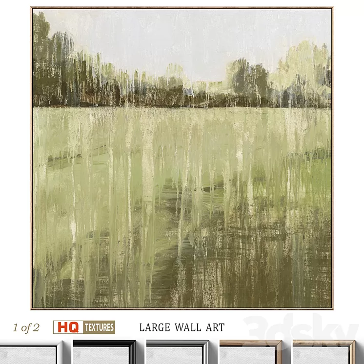 Green Accent Abstract Landscape Large Wall Art C-552 3D Model Free