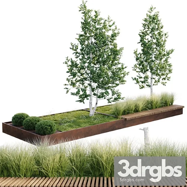 Green benches 3D Model Free