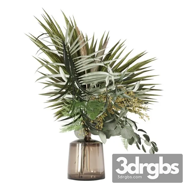 Green Bouquet with Palms 3D Model Free