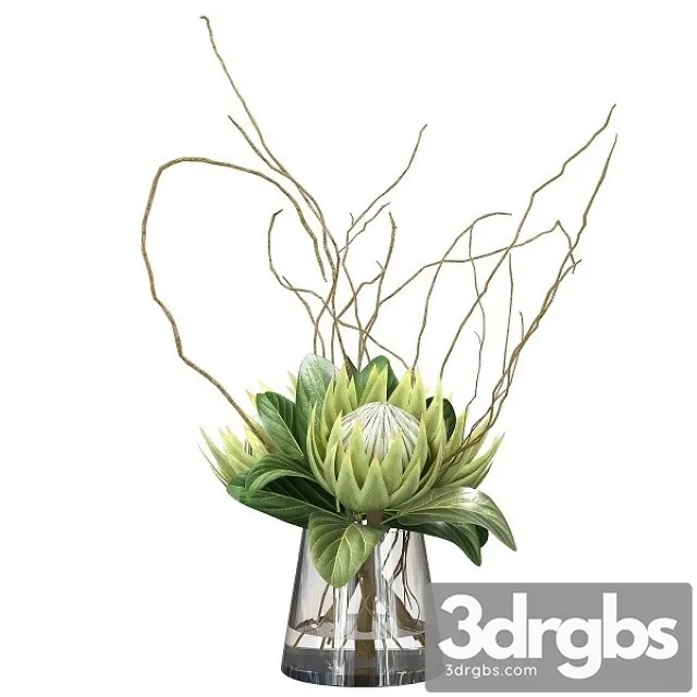 Green Bouquet With Protea 3D Model Free