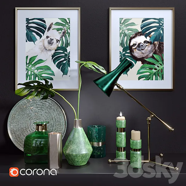 Green decor set 3DModel