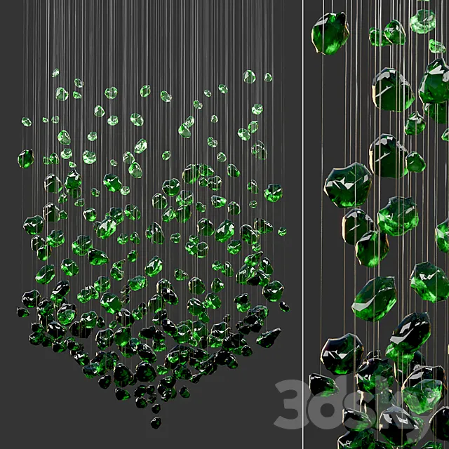 Green Gemstone Chandelier (V shape) 3D Model