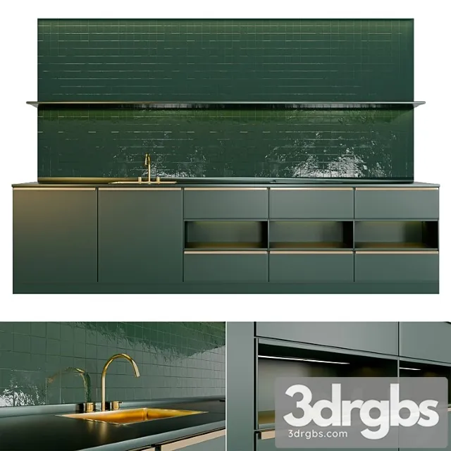 Green kitchen 3D Model Free
