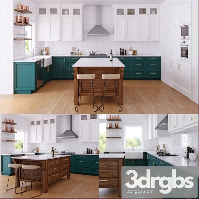 Green kitchen_2 3D Model Free