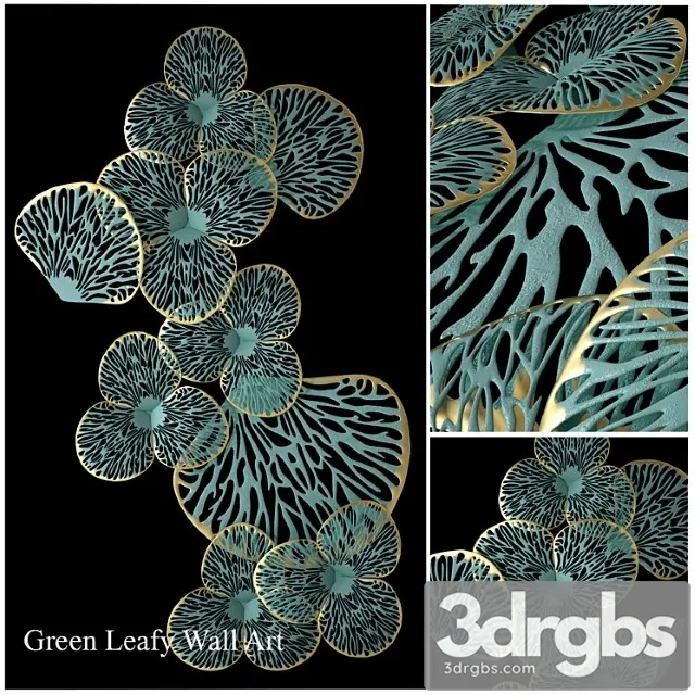Green leafy wall art 3D Model Free