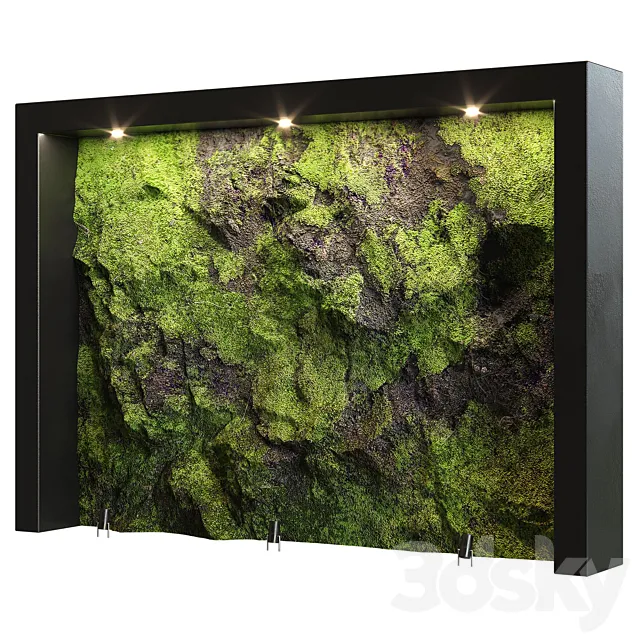 green natural stone wall1 3D Model