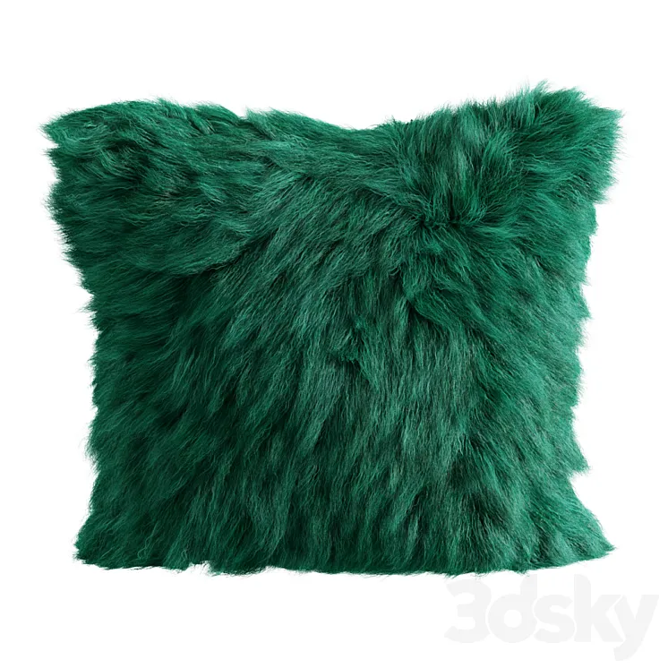 Green pillow fur sheepskin 3D Model Free