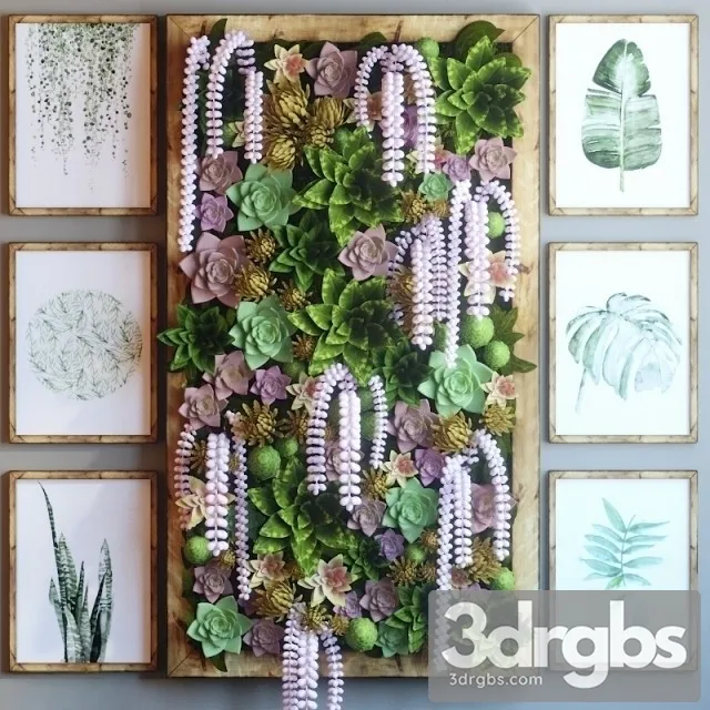 Green Plant Wall 2 3D Model Free