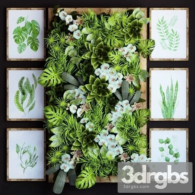 Green Plant Wall 3D Model Free