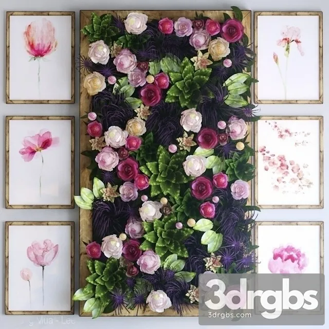 Green Rose Wall 3D Model Free