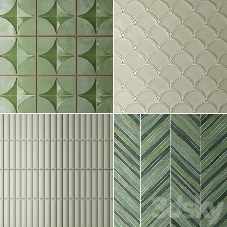 Green tile 3D Model Free