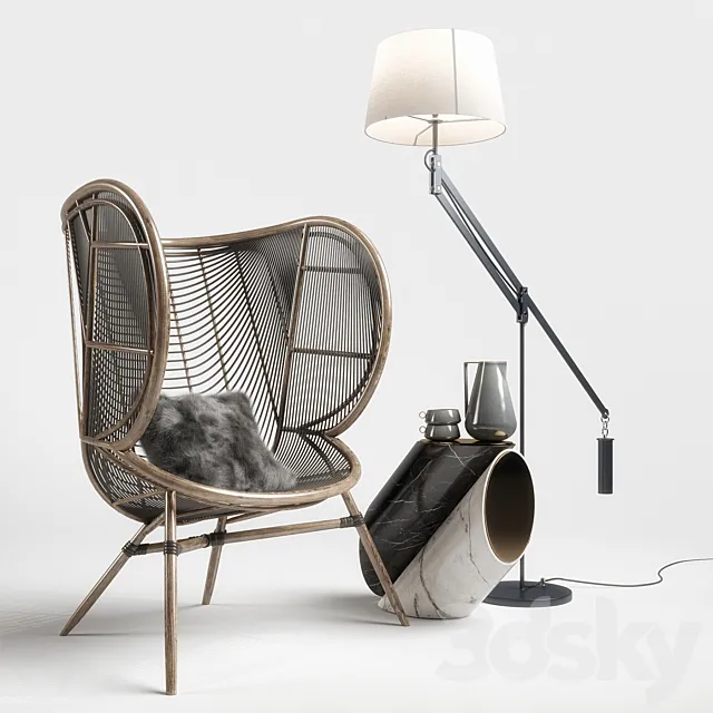 Greige Design Olaf Chair Set 3D Model