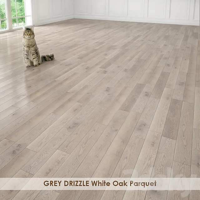 GREY DRIZZLE White Oak Parquet 3D Model