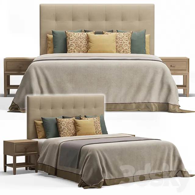 Grid Tufted Storage Bed 3DModel