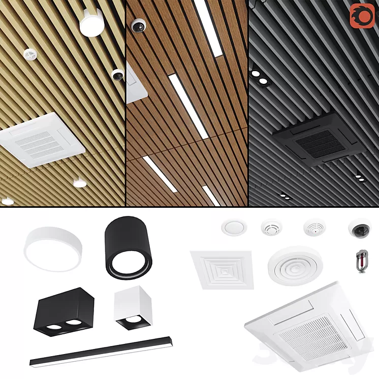 Grillato rack ceiling kit 3D Model