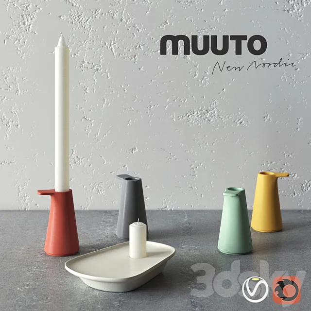 Grip and FLOAT candlesticks by MUUTO 3D Model
