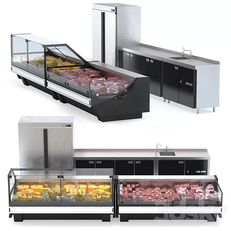 Grocery Store Display Set 3D Model Free