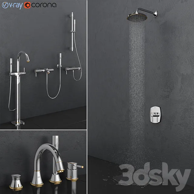 GROHE bath and shower faucets | Grandera Gold set 27 3DModel