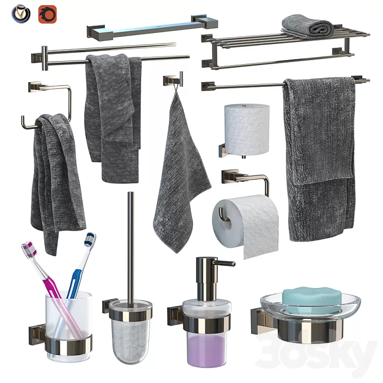 GROHE Essentials Cube Accessory Set (12 pcs) 3D Model Free