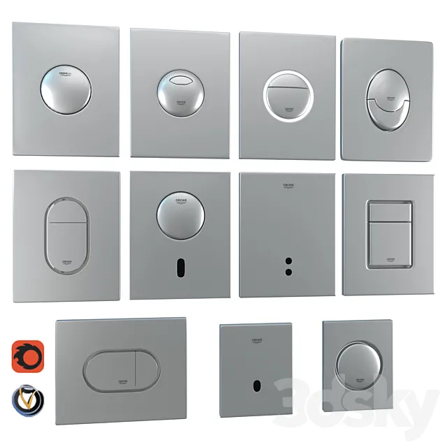 Grohe flush plates for installation 3D Model