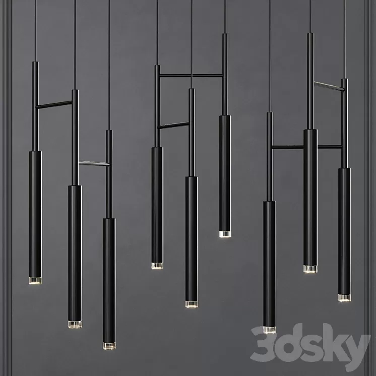 Grok CANDLE Triplex LED Pendant Black 3D Model