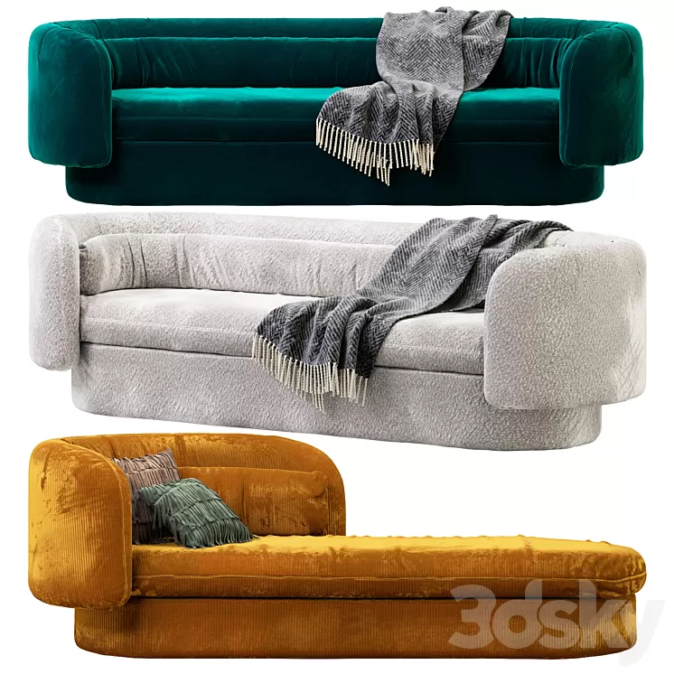 Group Philippe Malouin for SCP Chaise Lounge and Sofa 3D Model