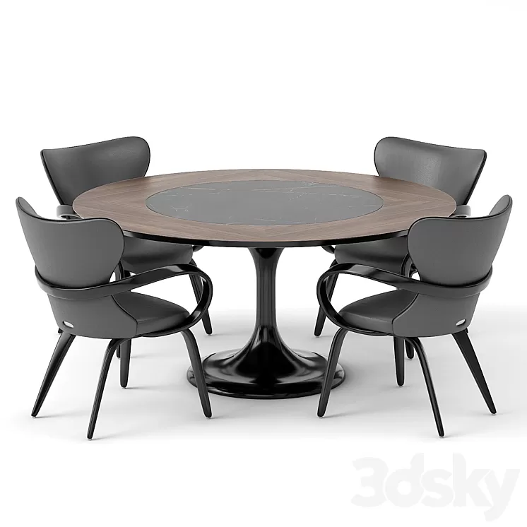 group with chairs apriori S (round table) OM 3D Model