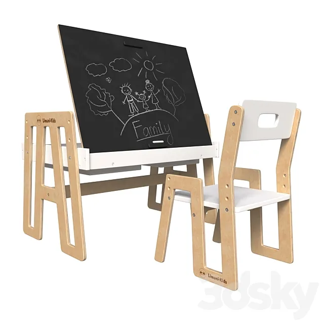 Growing furniture set: children's table and chair Rastishka Limoni Kids 3D Model