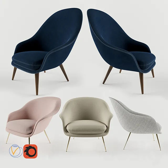 Gubi Bat Lounge Chair 3DModel