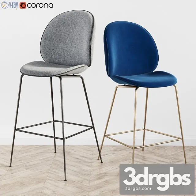 Gubi beetle bar stool & coutner stool 2 3D Model Free