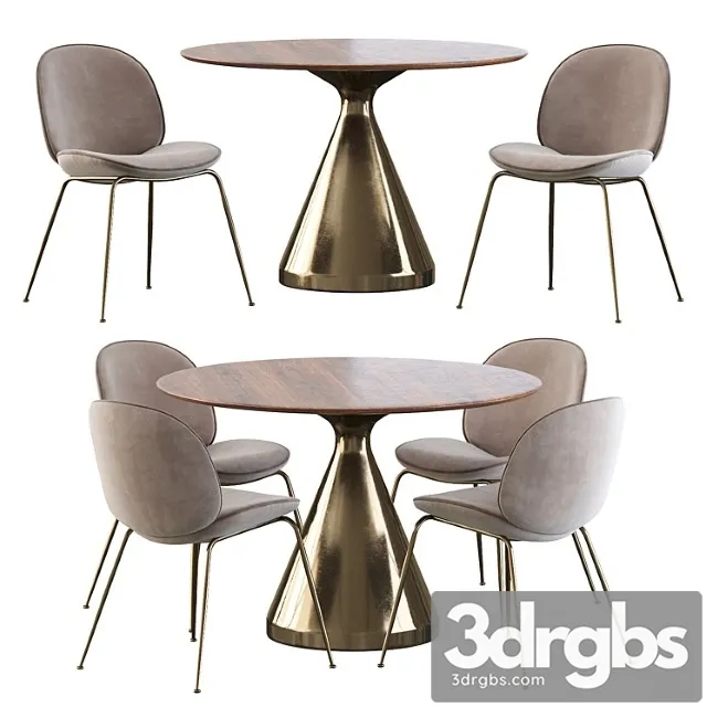 Gubi Beetle Chair And Silhouette Pedestal Round Dining Table 3D Model Free
