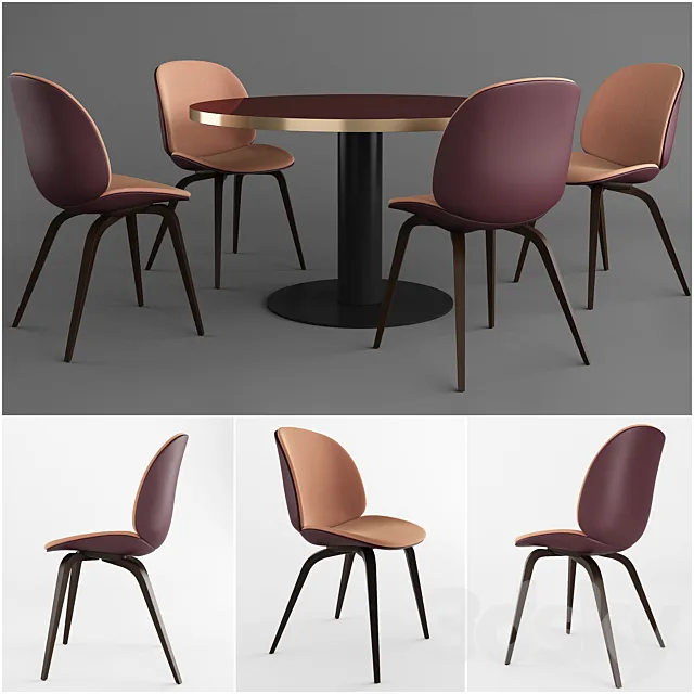 GUBI Beetle Dining Chair & GUBI 2.0 Dining Table 3DModel