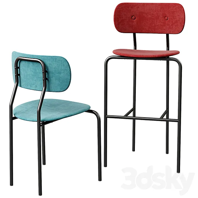 GUBI Coco Dining Chair & Bar Chair 2-in-1 3D Model