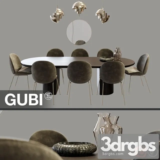 Gubi dining set 1 2 3D Model Free