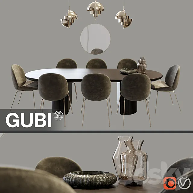 Gubi Dining Set 1 3DModel