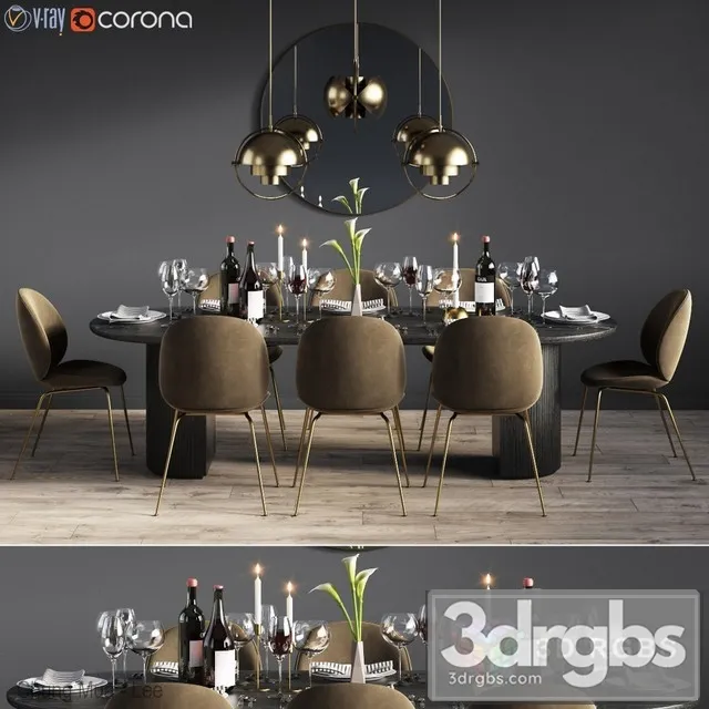 Gubi Diningroom Set 3D Model Free