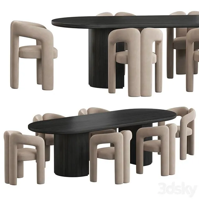 Gubi Moon Dining set 3D Model