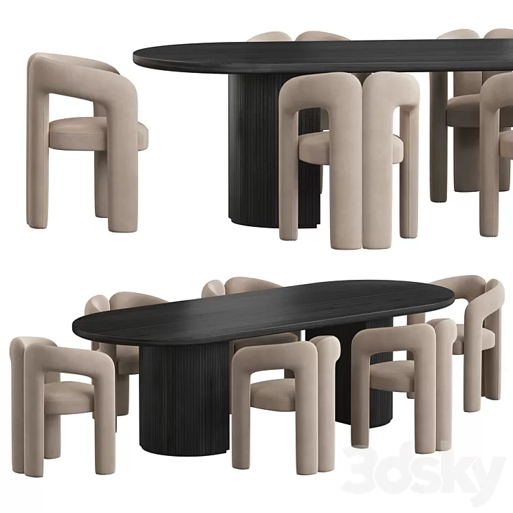 Gubi Moon Dining set 3D Model Free