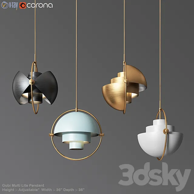 Gubi Multi Lite Pendant Louis Weisdorf 3D Model