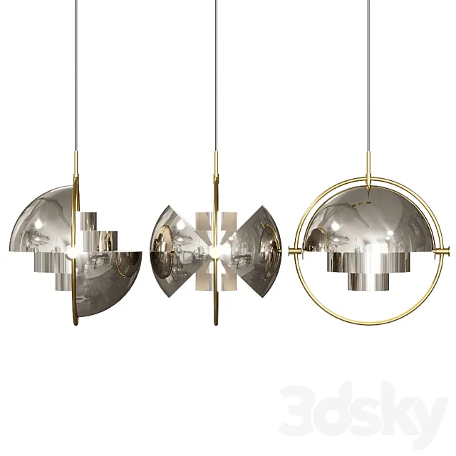 Gubi Multi Lite Pendant Louis Weisdorf Nickel 3D Model