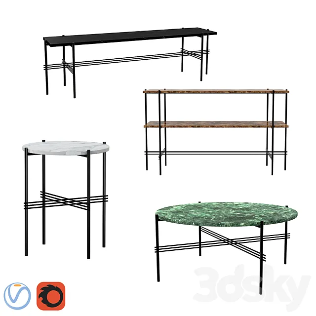 Gubi TS Table SET 3D Model