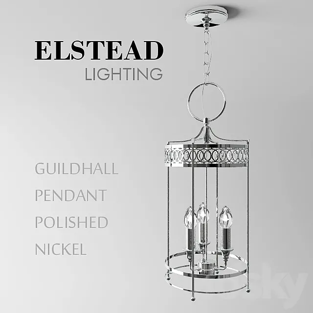 Guildhall Pendant Polished Nickel 3D Model