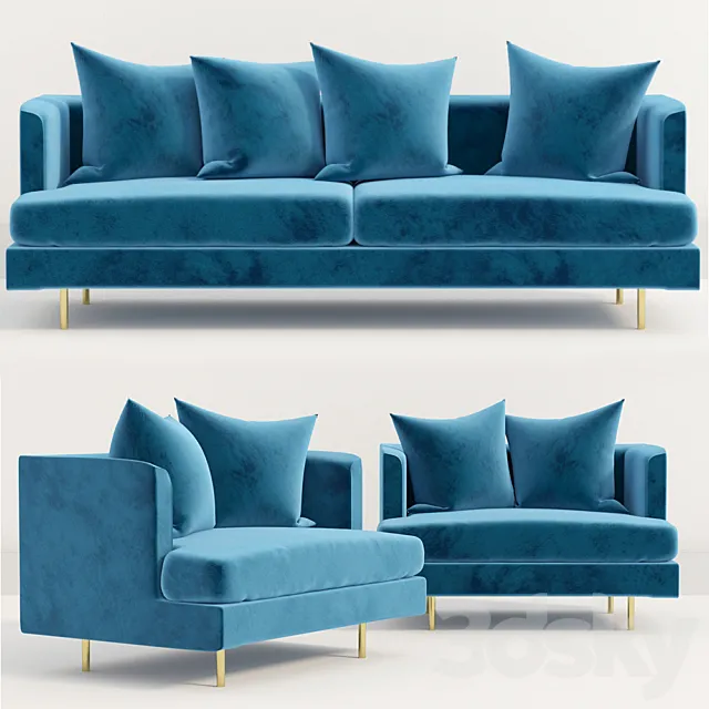 Gus Modern Margot Sofa Velvet Midnight 3D Model
