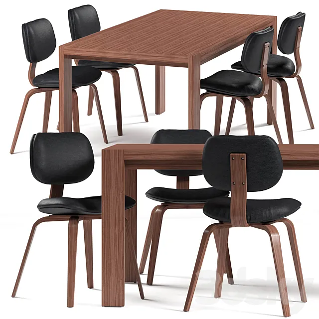 Gus modern table and chairs THOMPSON 3D Model