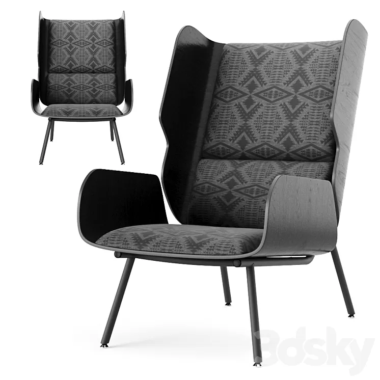 Gus x Pendleton Elk Chair Charcoal 3D Model