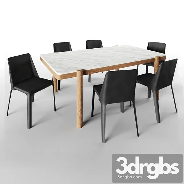 Gustav table and isabelle chair 2 3D Model Free