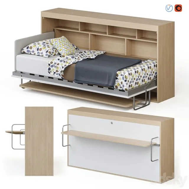 Guter Mobel - Transformer bed wardrobe with Standart table 3D Model