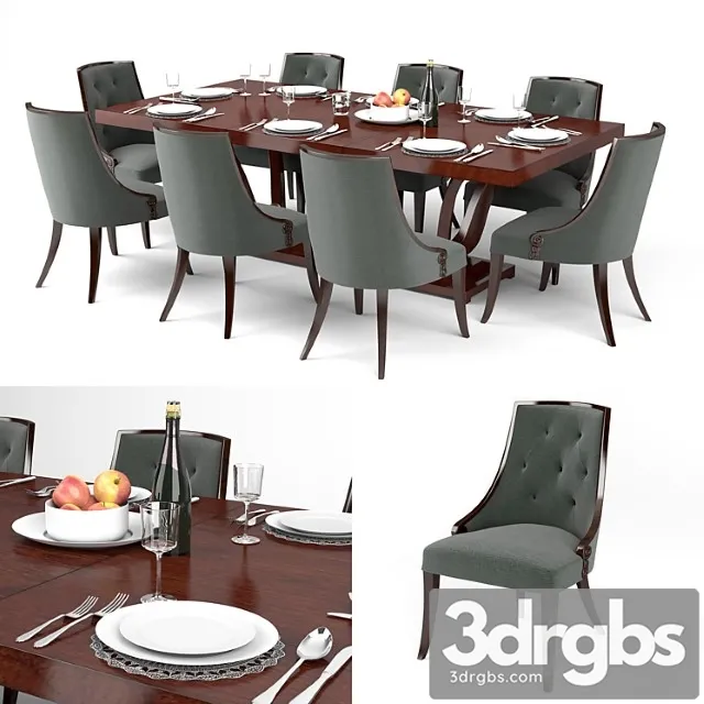 Guy fontaine dining table & chairs 2 3D Model Free